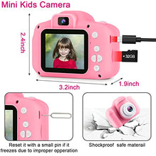 Load image into Gallery viewer, GKTZ Toys for Girls Age 3-8, Kids Selfie Camera 12MP Video Camcorder Toys for Toddler, Birthday Gift for 3 4 5 6 7 8 Year Old Girls with 32GB SD Card - Pink
