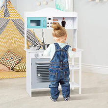 Load image into Gallery viewer, HONEY JOY Kids Kitchen Playset, Toddlers Wooden Play Kitchen w/Sink, Stove &amp; Oven, Cookware Utensils, Large Storage Cupboard &amp; Shelf, Pretend Play Toy Kitchen Set for Boys Age 3+, Blue
