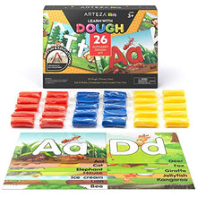 Load image into Gallery viewer, Arteza Kids Play Dough, Alphabet Learning Kit, 30 Pieces Air Dry Clay, 0.8 oz, Red, Yellow, and Blue, 26 Alphabet Cards, Art and Craft Supplies for Kids

