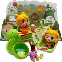 Pea Pod Babies Twenty Five Piece Dinner and Bath Time Playset - Collectible Mystery Surprise Toy with Mini Baby, Clothing, & Accessories - All in A Soft Pea Pod - Small Doll, Ages 3+