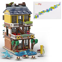 XSHION Street View Tiki Surf Ba Bricks Model,MOC-68006 DIY Construction Architecture Collection Building Blocks Toy,Licensed and Designed by KimArtisan(1085Pcs)