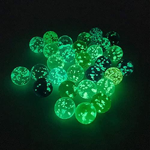 PULADE 10pcs 16mm Luminous Glass Marbles,Mini Glass Balls Glow in The Drak Round Bouncing Balls for Marble Games Vase Filler Fish Tank