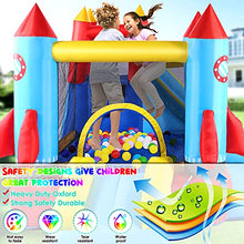Load image into Gallery viewer, AKEYDIY Bounce House with Blower Giant Inflatable Slide Bouncy Castle for Kids 3-12 with Pool,Ball Pit,Climbing Wall,Bouncing Area,water Slide Rocket Jumping Castle,Pool Splash Indoor/Outdoor
