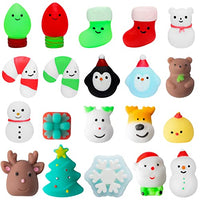 MALLMALL6 20Pcs Christmas Mochi Squeeze Toys for Xmas Party, Kawaii Animal Stress Relief Toys for Christmas Decoration Treat Bags Gifts, Birthday Gifts, Classroom Prize, Goodie Bag