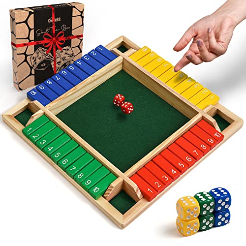 Wooden Shut The Box  Indoor Dice Game  Ideal for 2-4 Players  Great Family Game  Colorful Design - Comfortable Felt  Smart Math Game for Kids  Fun Learning Board Game - Nice Gift Packaging