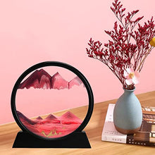 Load image into Gallery viewer, rysnwsu 3D Dynamic Sand Art Liquid Motion, Moving Sand Art Picture Round Glass 3D Deep Sea Sandscape in Motion Display Flowing Sand Frame Relaxing Desktop Home Office Work Decor (Pink, 7&#39;&#39;)
