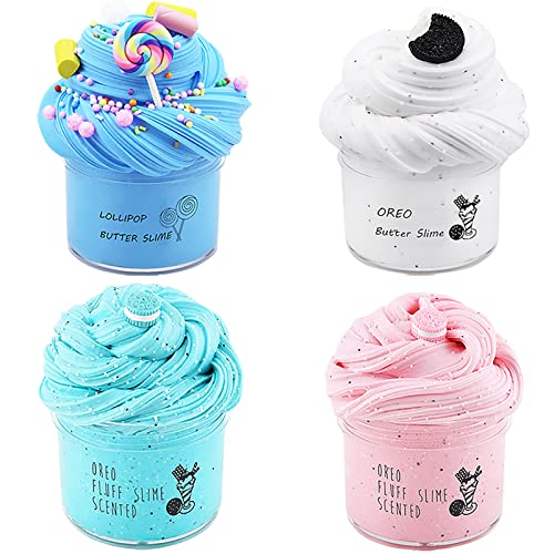 4 Pack Butter Slime Kit, Super Soft & Non-Sticky, Birthday Gifts for Girl and Boy