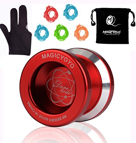 Magic YoYo N8 Unresponsive Yoyo Alloy Aluminum Yo Yo + 5 Strings + Glove+Yoyo Bag Gift (Red)