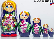 Load image into Gallery viewer, Russian Nesting Doll - Traditional POLKHOV MAIDAN - Hand Painted in Russia - Medium Size - Wooden Decoration Gift Doll - Matryoshka Babushka (Purple, 5.75``(5 Dolls in 1))
