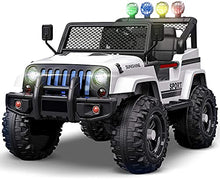 Load image into Gallery viewer, Kids Ride on Cars with Remote Control New Camouflage Color W/ Spring Suspension, Music, Story Playing, Colorful Lights, Sunshine Model (White)
