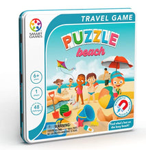 Load image into Gallery viewer, SmartGames Puzzle Beach Tin Box Magnetic Travel Game with 48 Challenges for Ages 6+
