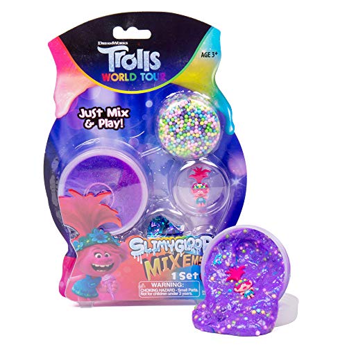 Trolls World Tour Slimygloop Mix'Ems by Horizon Group USA, Mix in Figurines, Sparkle, Confetti & More to Make Your Own Gooey, Slimy, Stretchy, Putty, Slime. Purple, Multi