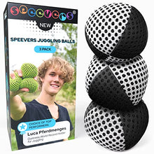 Load image into Gallery viewer, Speevers Juggling Balls for Beginners and Professionals Set of 3, 14 Colors Available, 2 Layers of Net and Carry Case, Xballs Juggling Balls (Black - White, 3.9 oz)
