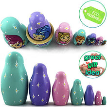 Load image into Gallery viewer, Shimmer and Shine - Wooden Russian Nesting Dolls Matryoshka Stacking Toys for Kids - 7 Juguetes Munecas De Madera Rusas
