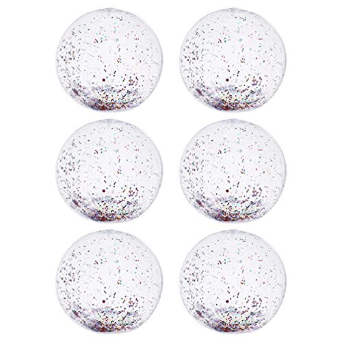 Toddmomy 6pcs Sequin Beach Balls PVC Outdoor Glitter Ball Toy Confetti Inflatable Beach Balls Summer Water Pool Float Transparent Ball Toys 30CM