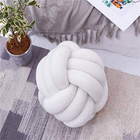 Nunubee Plush Knot Ball Pillow, Waist Cushion Pillow Home Decoration Plush Throw Pillow Cushion for Sofa Car Office M-?25 cm / ?9.8 Inch White- 3 line