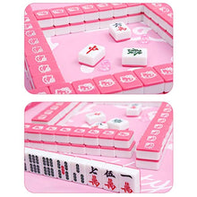 Load image into Gallery viewer, MASHUANG Pink Cute Cat Chinese Mahjong Game Set, 144 Tiles Aluminium Case Mahjong Mat 4 Dice, Four Players Game, New Year Gift, 42 x 31 mm
