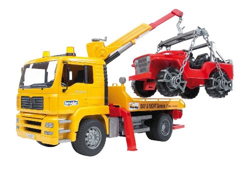 Bruder 02750 MAN TGA Tow Truck With Cross Country Vehicle