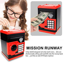 Load image into Gallery viewer, TOPBRY Piggy Bank for Kids ,Electronic Password Piggy Bank Kids Safe Bank Mini ATM Piggy Bank Toy for 3-14 Year Old Boys and Girls (Black red)
