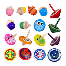 Load image into Gallery viewer, WODI Wooden Spinning Tops, 17 Pcs Wood Novelty Gyroscopes, Kids Handmade Painted Spinner, Kindergarten Toys, Vintage Craft Spin Top, Great Gift for Toddlers Girls Boys
