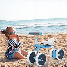 Load image into Gallery viewer, Phooray Baby Walker Balance Bike with 4 Wheels Indoors and Outdoors Bicycle Kids Riding Toys for 10-36 Months Baby`s First Toddler Bikes (Blue)
