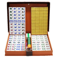 CMZ Mahjong Set MahJongg Tile Set English Mahjong, Large Mahjong Travel Mahjong, Mahjong with Leather Box with English Manual, Crystal Mahjong Tiles Chinese Mahjong Game Set