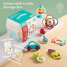 Load image into Gallery viewer, Bu-buildup 9 pcs Baby Rattle Teething Toys, Baby Rattles Toys, Infant Shaker with Storage Box, Grab and Spin Rattles for Newborn Girl Boy, Odorless Infant Toys for Babies 0-6-12 Months
