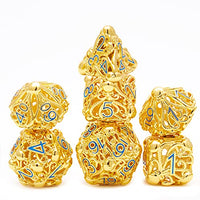DND Metal Dice Set Hollow dice Golden Octopus Suck Head Monster 7-Piece Set is Suitable for Dungeons and Dragon Belt D & D dice Metal Box, Pathfinder, RPG, MTG or Table Games etc.