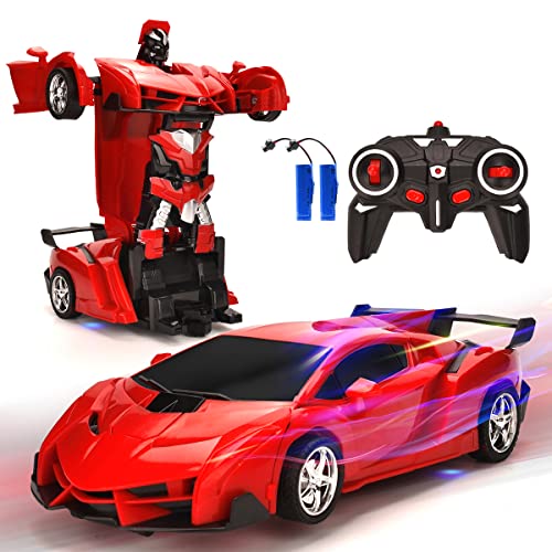 VillaCool Remote Control Car, Transform Deformation Robot Vehicle, 360 Speed Drifting and LED Lights, RC Toy Car Age 3 4 5 6 7 8-14 Years Old Boys Girls Kids, Best Birthday & Christmas Gifts (Red)