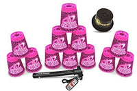 Speed Stacks Custom Combo Set: 12 Limited Edition Pink Zippy Leopard Cups, Cup Keeper, Quick Release Stem