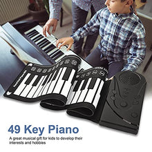 Load image into Gallery viewer, 49 Keys Roll Up Piano Keyboard Lightweight Portable Electric Hand Roll Keyboard Piano Musical Gift with Built-in Speaker and 3.5mm Output Jack for Beginners Kids Children(black)
