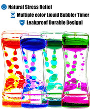 Load image into Gallery viewer, Liquid Motion Bubbler Timer Pack of 4 Colorful Hourglass Liquid Bubbler ADHD Fidget Toy Sensory Toys Anxiety Toys Autism Toys Children Activity Calm Relaxing Desk Toys for Kids Teenager Adults
