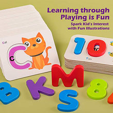 Load image into Gallery viewer, Alphabets and Numbers Flash Cards Set,Plastic Letters and Numbers Animal Jigsaw Puzzle Card Board Matching Puzzle Game Preschool Educational Montessori Toys Gift for Toddlers Kids Boys Girls 3+ Years
