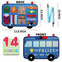 Load image into Gallery viewer, Toddler Busy Board, 14 in 1 Activity Board(Police Car Style), Montessori Toy for Fine Motor Basic Skills, Preschool Sensory Toy for Boys &amp; Girl, Learning Gift for Airplane Car Travel
