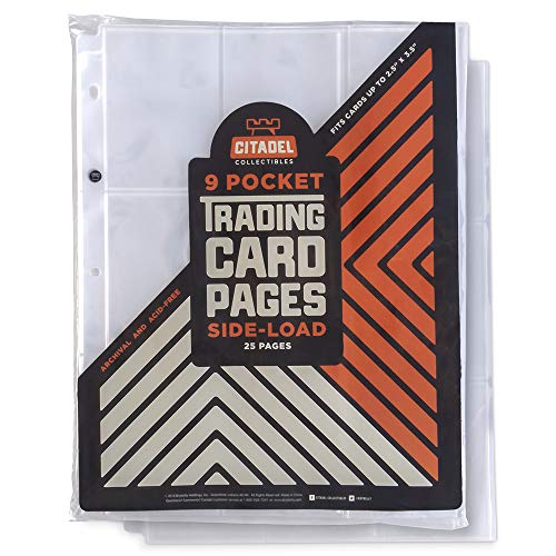 25 Pack of 9-Pocket Trading Card Pages - Fits Most Standard Size Cards! (Side Load)
