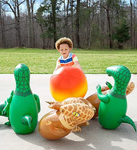 Load image into Gallery viewer, HearthSong Giant Inflatable Dinosaur Bowling Game with Six 30 Inch Dinosaur Pins and One 20-Inch Multi-Colored Ball, for Indoor and Outdoor Active Play
