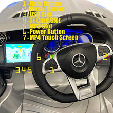 Load image into Gallery viewer, Americas Toys Kids Car with Remote Control, Mp4 Touch Screen, LED Wheels, Leather Seat  Licensed Electric Car for Kid to Drive, Open Trunk, Pull Handle, Compatible with Mercedes Benz Painted Silver
