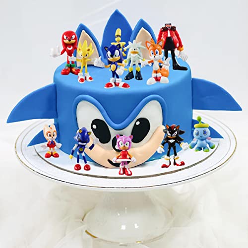 12PS Sonic Cake Toppers, Sonic Action Figures, Hedgehog Party