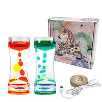 Oneshow 2 Pack Liquid Motion Bubbler Timer with 3 Colors Art Lamp USB Led Base, Sensory Calming Fidget Toys Autism Toys Calm Relaxing Desk Toys