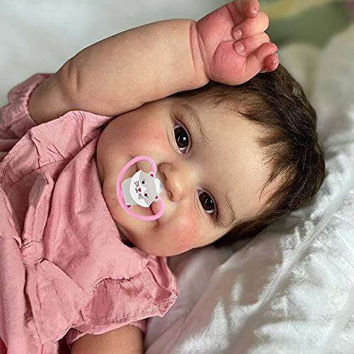 Pinky Reborn 50CM Reborn Baby Dolls,20 Inch Realistic Newborn Baby Dolls with Lifelike Soft Body Silicone Limbs Birthday Gift Set for Girl Ages 3+ (Pink Clothes, 20inch)