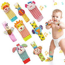 Load image into Gallery viewer, SIYWINA Wrist Rattle Foot Finder Socks 8 Pcs Baby Rattle Toys Gift for Infant Boy Girl
