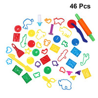 Exceart Play Dough Tools Set 46PCS Playdough Toys DIY Color Clay and Mud Mold Kit Plasticine Mould Set for Kids