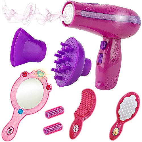 Liberty Imports Vogue Girls Beauty Salon Styling Fashion Pretend Play Set with Toy Hairdryer, Mirror and Styling Accessories