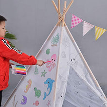 Load image into Gallery viewer, MISC Actual Paintable Teepee Play Tent for Kids White Fabric Indoor
