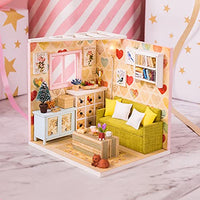 Dollhouse Kit, DIY DIY Dollhouse Wooden Assembly Toy Desktop with Dust Cover for Collection for Ornament