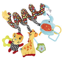 NUOBESTY Spiral Stroller Toy, 1PC Spiral Plush Toy Infant Baby Spiral Bed & Stroller Toy Spiral Toycarseat Toys for Infants Educational Plush Toy- Monkey Elephant Pattern