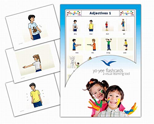Yo-Yee Flashcards - Adjectives Picture Flash Cards for Preschoolers, Toddlers, Kids, and Adults - Set 1 - Including Teaching Activities and Games