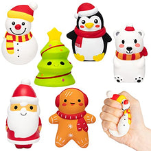 Load image into Gallery viewer, BeYumi 6 Packs Christmas Squeeze Slow Rising Toys, Santa Claus, Christmas Tree, Gingerbread, Snowman, Penguin, White Bear, Soft Scented Squeeze Decompression Stress Relief Toys for Kids Party Favor
