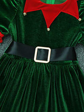 Load image into Gallery viewer, winying Kids Girls Christmas Santa Claus Cosplay Costume Ruffled Sleeves Tassel Tutu Dress with Hat Belt Green 18-24 Months
