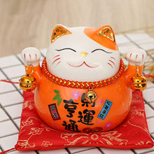 Load image into Gallery viewer, Garneck Lucky Cat Piggy Bank with Two Bells Ceramic Maneki Neko Kitty Coin Bank Porcelain Money Change Pot 2020 New Year Ornament Feng Shui Decor
